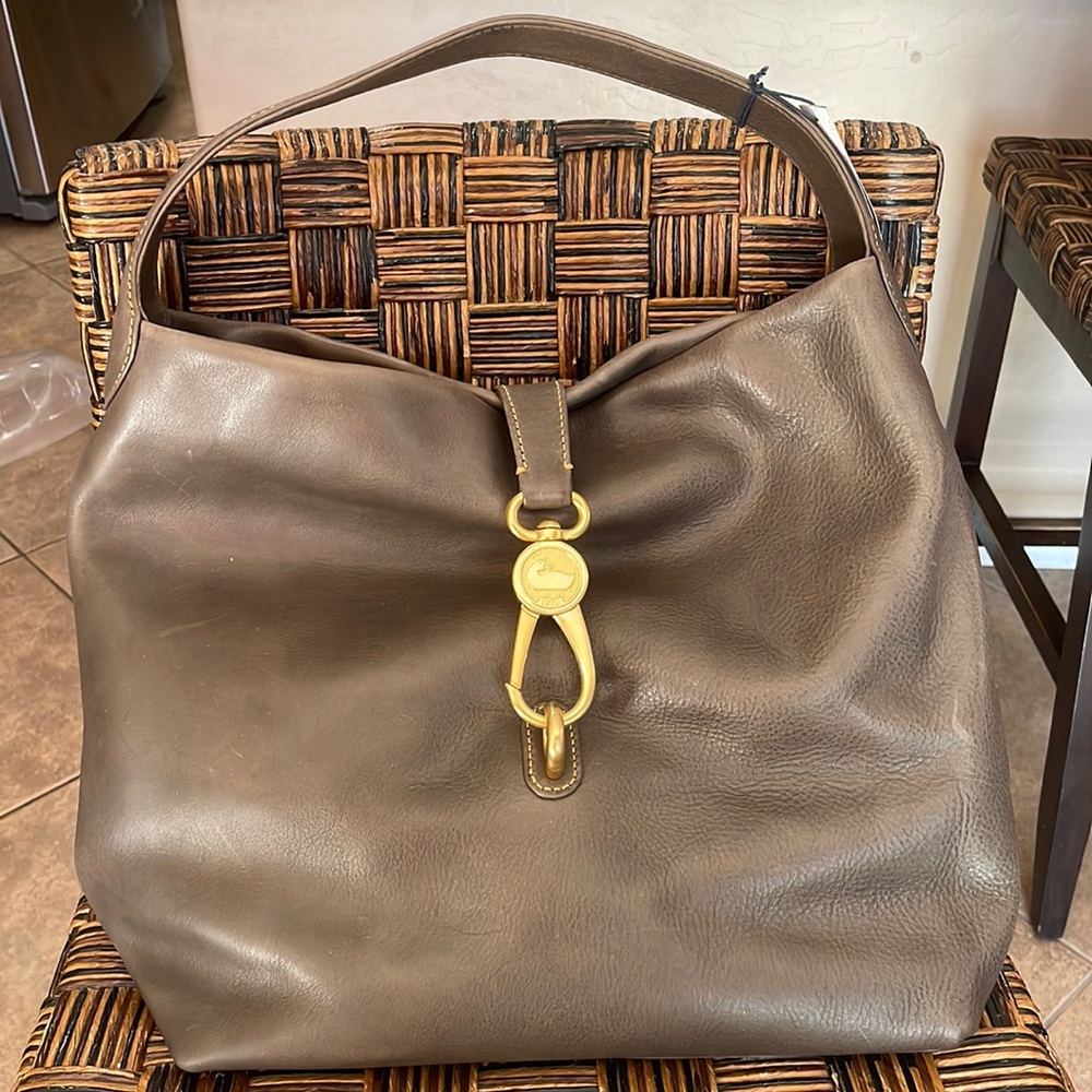 NWT Dooney & Bourke Charcoal Logo Lock Shoulder Bag